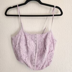 Wild Fable Womens Size Small Light Violet Thin Strap Lace cropped Corset Top NWT